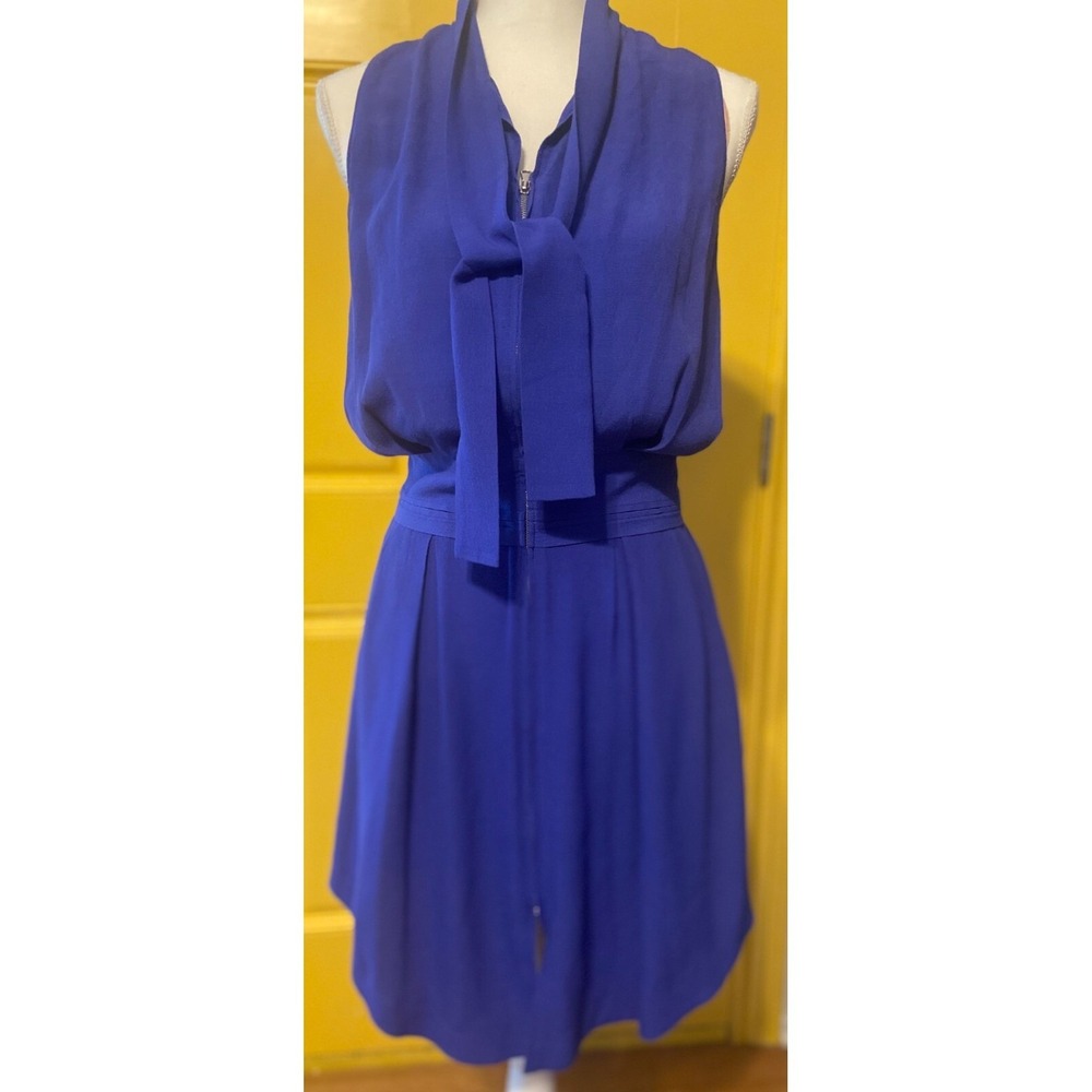 See by Chloe Blue Designer Halter Dress SZ 4 Polished Statement Bow Neck Paris - Picture 9 of 11